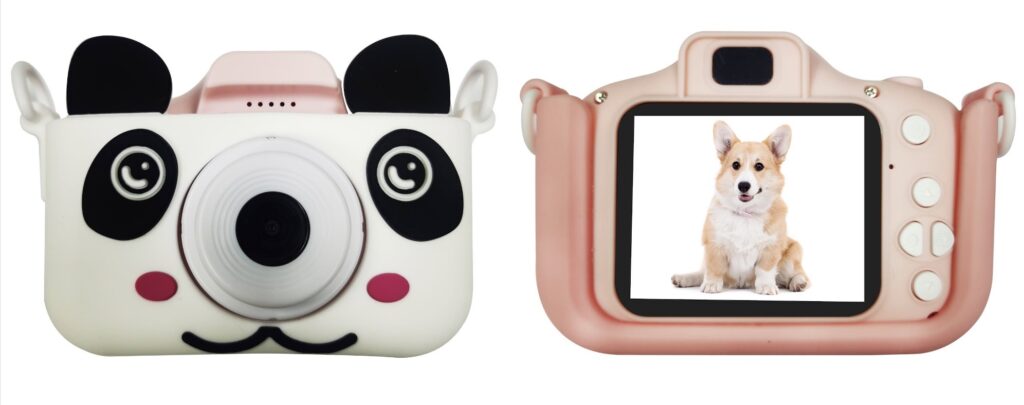 ASAKY KIDS PHOTO CAMERA DIGITAL BUBBLE MICRO SD 2"IPS HD SCREEN PINK + COVER PANDA