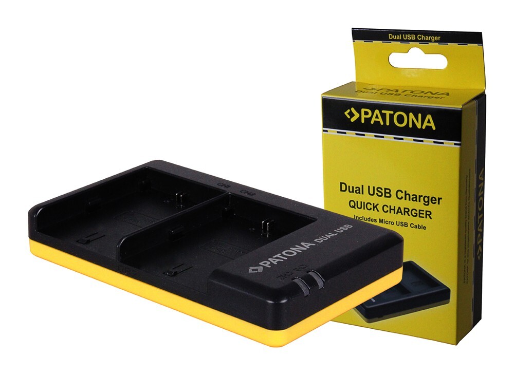 PATONA DUAL QUICK-CHARGER CANON LP-E6, LPE6 INCL. MICRO-USB CABEL