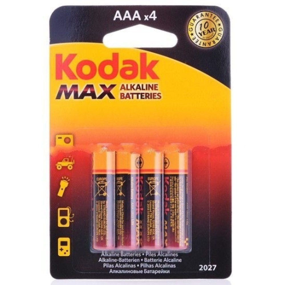 BATTERIE KODAK MAX ALKALINE AAA, MINI STILO (1 CONFEZIONE CONTIENE 20 BLISTER, 80 BATTERIE)