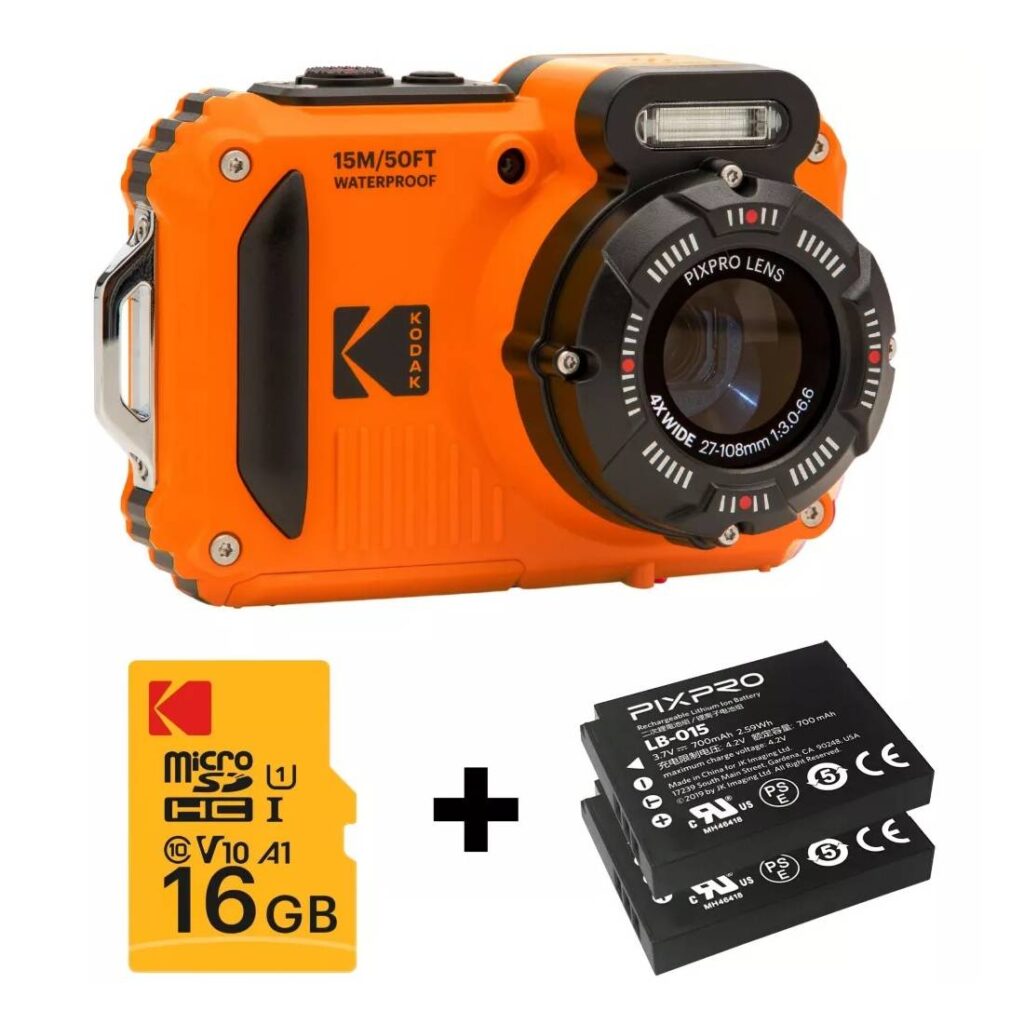 Kodak PIXPRO WPZ2 Limited Edition + MicroSD 16GB + Batteria Aggiuntiva (Orange)