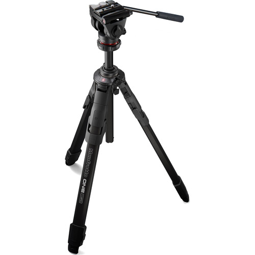 Treppiede ibrido in alluminio Manfrotto ONE con testa fluida 500X