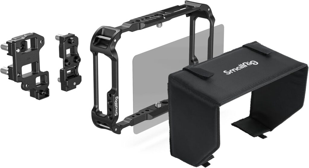 SmallRig 5708 Monitor Cage Kit per Atomos Ninja TX / TX GO / RAW con Sun Hood e Cable Clamp
