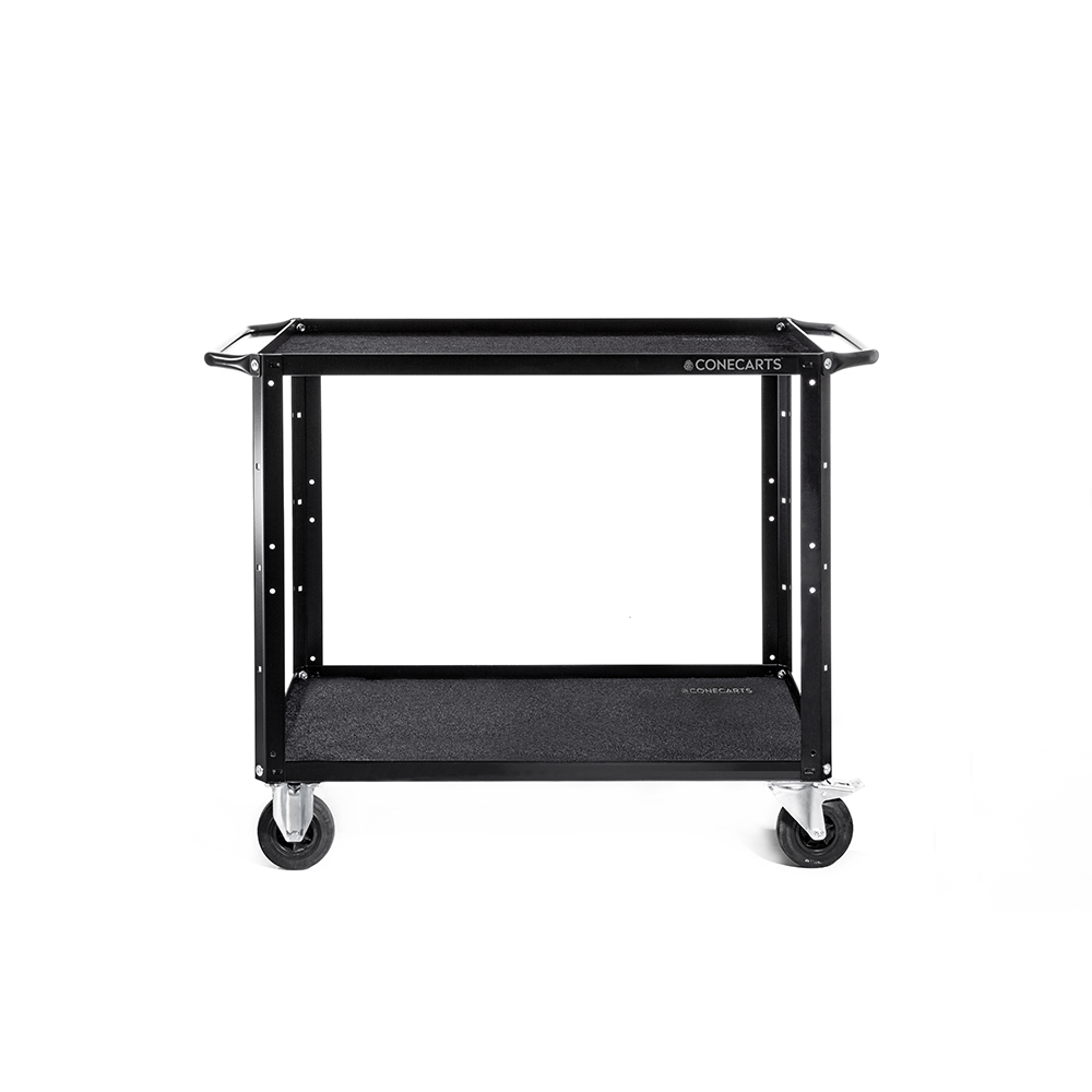 ConeCarts Large Cart 2 Ripiani con Moquette Nera – Carrello Professionale Foto/Video Portata 300 kg