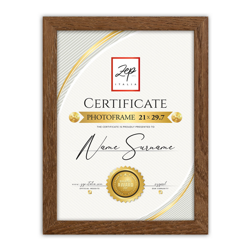 ZEP Certificate Brown V4729N Cornice in Legno A3 29,7x42 cm Marrone
