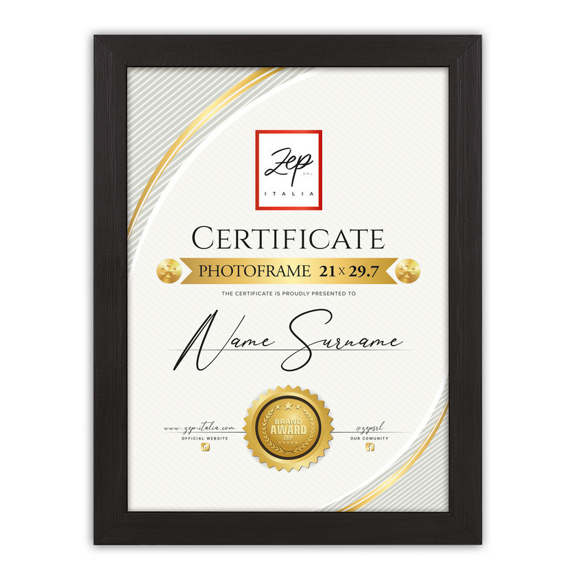ZEP Certificate Black V4729B Cornice in Legno A3 29,7x42 cm Nera