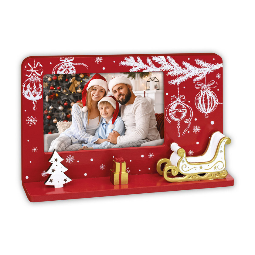 ZEP Vilseck LS9864 Cornice Natalizia in Legno Rossa 10x15 cm